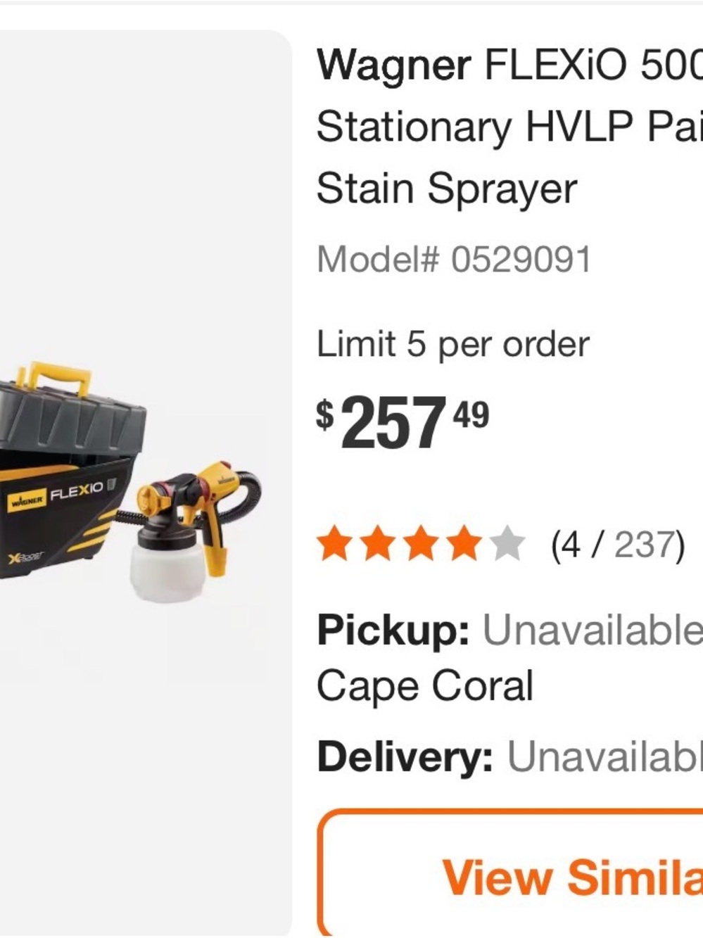 Wagner FLEXiO 500 Yellow/Black HVLP Paint and Stain Sprayer